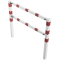 Stationary access barriers | for bolting on site | with top and quarter-bent bar | hot-dip galvanized and white coatedwith red reflecting stripes | total width: 1500 mm